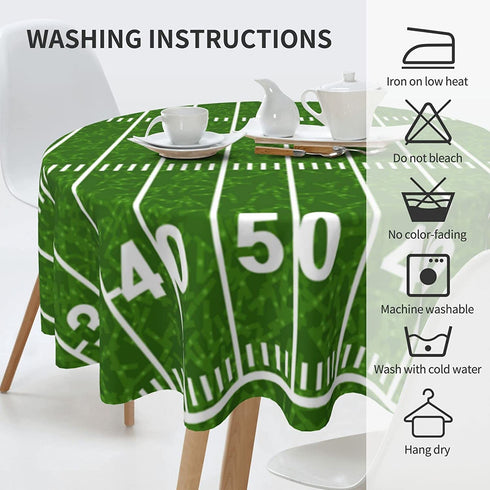 American Football Field Round Tablecloth 60 Inch Fabric Dining Table Cloth Cover for Holiday Home Picnic Party Wedding Buffet Parties Camping