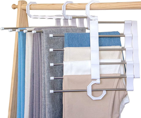 Rhinoceros Pants Hangers Space Saving, Hangers for Jeans Multifunctional Pants Rack Space Saver Closet Organization Scarf Hangers Leggings Trousers Jean Organizer