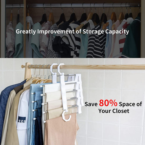 Rhinoceros Pants Hangers Space Saving, Hangers for Jeans Multifunctional Pants Rack Space Saver Closet Organization Scarf Hangers Leggings Trousers Jean Organizer