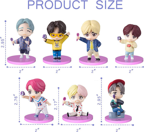 7PCS B^TS cake topper fingure Characters set of Action Figure Toys Premium Cake Toppers and Party Favors for B^TS party supplier, Halloween Christmas Thanksgiving Gift Ideas for Boys and Girls, Pink