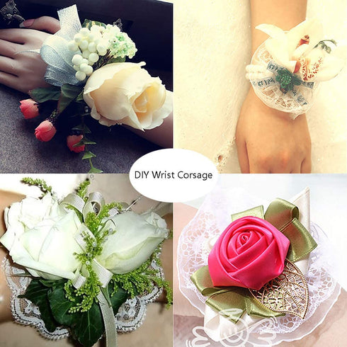 Bomandu Pack of 8 Elastic Pearl Wrist Corsage Bands Wristlets DIY Wrist Corsages Accessories for Wedding Prom Party