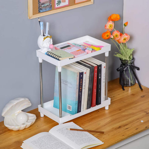 Bathroom Organizer Countertop, 2-Tire Skincare Organizers Vanity Tray Corner Shelf for Makeup Cosmetic Perfume, Multi-Functional Acrylic Organizer in Vanity Dresser Bathroom Kitchen Living Room etc.