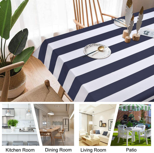 ASPMIZ Blue and White Striped Tablecloth for Rectangle Tables, Geometric Line Waterproof Table Cloth for Kitchen Dining Room, Tablecloth Rectangle 60? x 84?