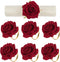 Valentine's Day Rose Napkin Rings Set of 6, Artificial Rose Napkin Rings with Gold Metal Holder Design for Wedding Party Holiday Banquet Anniversary Dining Table Settings Decor (Red Rose)
