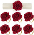Valentine's Day Rose Napkin Rings Set of 6, Artificial Rose Napkin Rings with Gold Metal Holder Design for Wedding Party Holiday Banquet Anniversary Dining Table Settings Decor (Red Rose)