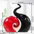 2 Pieces Ceramic Elephant Decor Figurine Elephant Statues for Home Decor Bookshelf Living Room Office Desk Elephants Statue Sculpture Decoration Accents (Red Black Elephant)