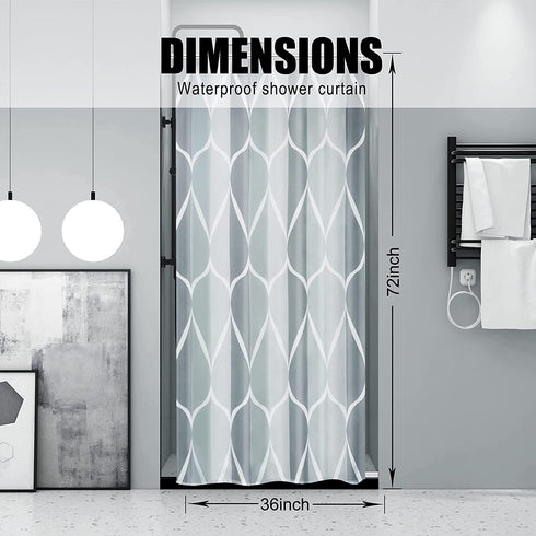 Gelbchu Grey Stall Small Fabric Shower Curtain, Waterproof Design and Polyester, Quick-Drying, Weighted Hem, Short Shower Curtains Set for Bathroom W 36 x H 72, Durable and Washable with 8 Hooks