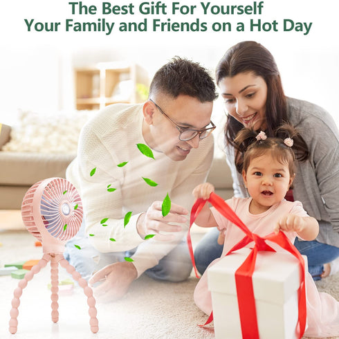 Mini Handheld Personal Portable Fan, Baby Stroller Fan, Car Seat Fan, USB or 4000mAh Battery Powered, with Flexible Tripod Clip on Student Bed Desk Peloton Bike Crib Treadmill Camping Traveling(Pink)