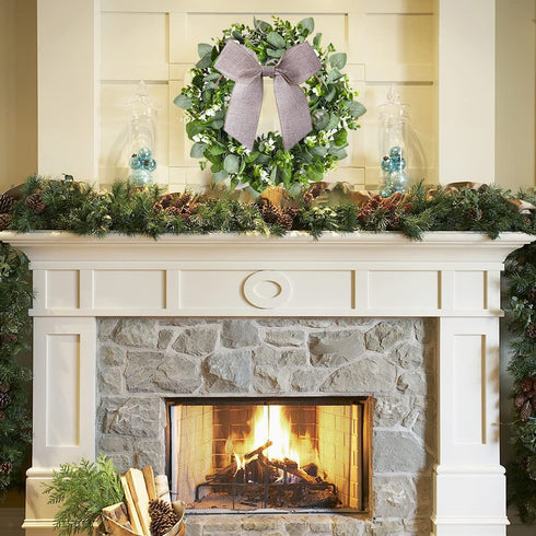 Spring Wreaths for Front Door Wreath 16 inch with Welcome Sign Farmhouse Outdoor Summer Wreath Greenery Eucalyptus for All Seasons