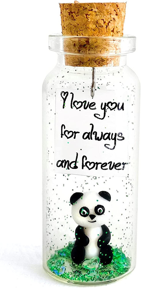 I Love You For Always and Forever - Cute and Kawaii Panda Figurine Gifts - Romantic Anniversary Presents for Men and Women - Meaningful Gift Idea for Friends and Family (Panda Bear and Message in a Bottle, I Love You For Always and Forever)