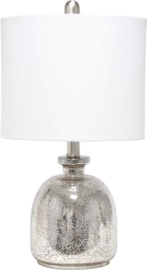 Elegant Designs LT3335-MUR Textured Glass Table Lamp, Mercury/White
