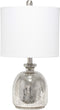 Elegant Designs LT3335-MUR Textured Glass Table Lamp, Mercury/White
