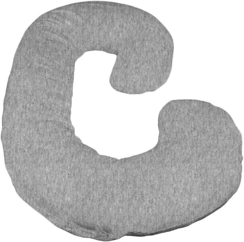 Betty Dain Stretch Jersey Pregnancy / Maternity Pillowcase C-Shape Compatible, 100% Cotton Stretch Jersey, Dual Zippers and Stretch Fabric, Machine Washable, 60 x 25 inches, Gray