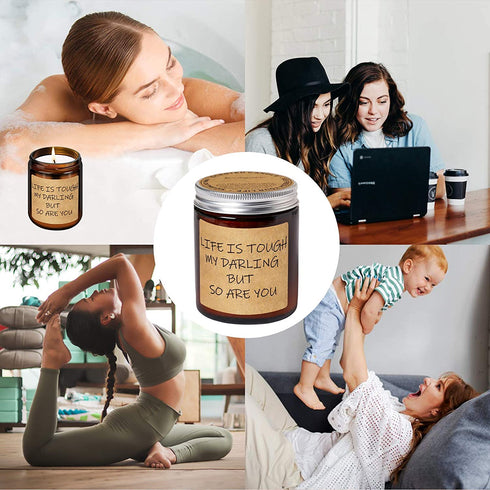 Aromaflare Lavender Scented Candles Aromatherapy Candle for Home - Funny Relaxing Friendship Gifts for Women Best Friends Coworker - Encourage Anniversary Valentines Christmas Birthday Gift for Her