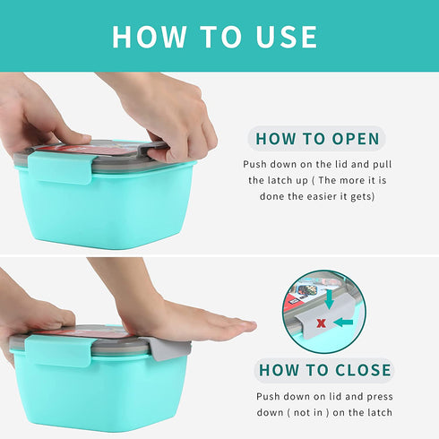 3 Pack Salad Lunch Containers To Go, Vivimee 52 Oz & 38 Oz Large Lunch Containers, 3-Compartment with Dressing Container, Built-in spoon, Reusable Salad Bowl, Salad Containers for Lunch, Fruit, Snack