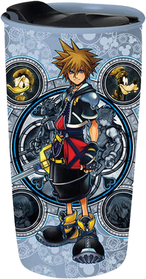 Silver Buffalo Kingdom Hearts Hero Portraits Ceramic Travel Mug with Lid,10-Ounces