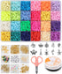 6000Pcs Clay Beads Kit, Heishi Beads for Jewelry Making, 24 Colors Flat Beads 6mm Polymer Clay Spacer Beads, Necklace Bracelet Making Kit with Pendant Charms Kit, Letter Beads, Fruit Beads, Jump Rings