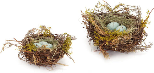 Faux Decorative Bird's Egg Nest (Robin's Eggs - Set of 2)