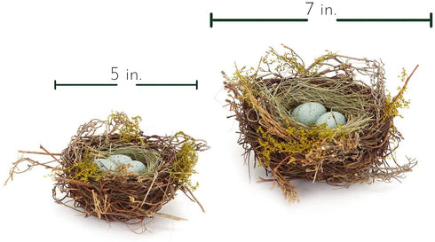 Faux Decorative Bird's Egg Nest (Robin's Eggs - Set of 2)