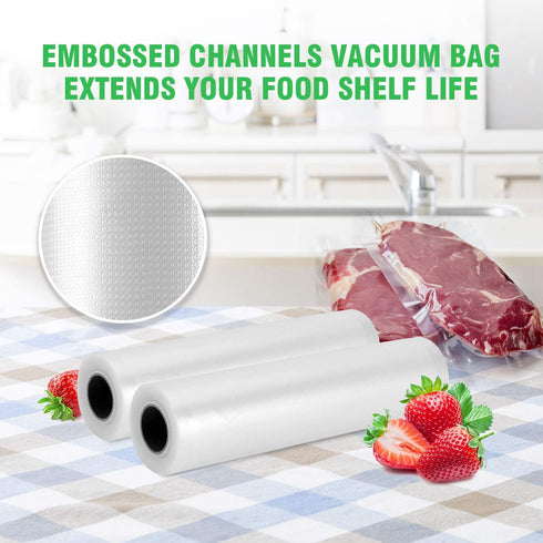 KOIOS Vacuum Sealer Bags for Food Saver Vacuum Sealer Bags Rolls,8" x 16' Food Saver Rolls, BPA Free Vacuum StorageBags for Food or Sous Vide, Seal a Meal, Heavy Duty (2 Rolls)