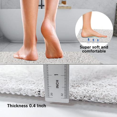 DESIHOM Soft Textured Loofah Non Slip Shower Mat, White Comfortable Quick Drying Bathtub Mat/Shower Stall Mat/Shower Floor Mat/Sink Mat 39x16 Inch