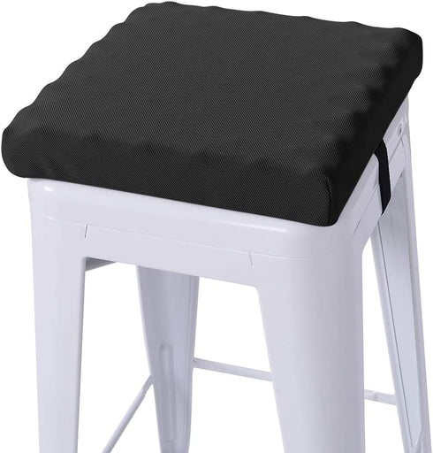 baibu 12 Inches Non Slip Stool Cushion Square, Soft Bar Stool Cushion with Ties Memory Foam Square Seat Cushion for Stackable Kitchen Stools - One Pad Only, Black (12'' (30CM))