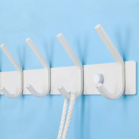 WEBI Coat Rack Wall Mounted,Coat Hooks Wall Mounted White,Coat Hanger Wall Hook Rack,6 Hooks for Hanging Coats,Hats,Jacket,Clothes