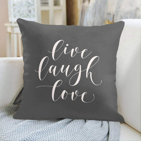 Emvency Throw Pillow Cover Her Gray Live Laugh Love Grey Saying Decorative Pillow Case Home Decor Square 16 x 16 Inch Pillowcase