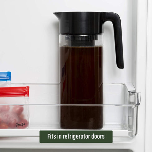Goodful Airtight Cold Brew Iced Coffee Maker, Shatterproof Durable Tritan Plastic Construction, Leak-Proof Lid, Large Capacity with Premium Stainless Steel, 2.25 Qt, Black
