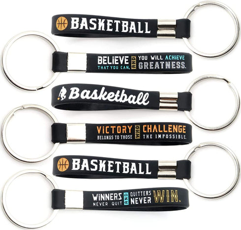 Inkstone Basketball Keychains | (12 Pack) Sports Inspirational Quotes "Victory Belongs To Those Who Challenge The Impossible" | Flexible | Gifts For Your Team, Friends, Family, and Colleagues