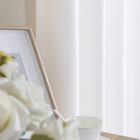 jinchan Linen Texture Curtains Light Reducing Grommet Top Drapes for Bedroom Living Room Window 2 Panels 95 Inches Length White