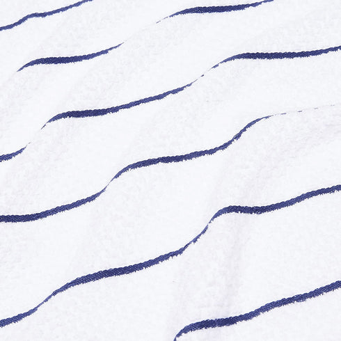 Amazon Basics 100% Cotton Terry Kitchen Dish Towels, Popcorn Texture - 8-Pack, Navy Stripe