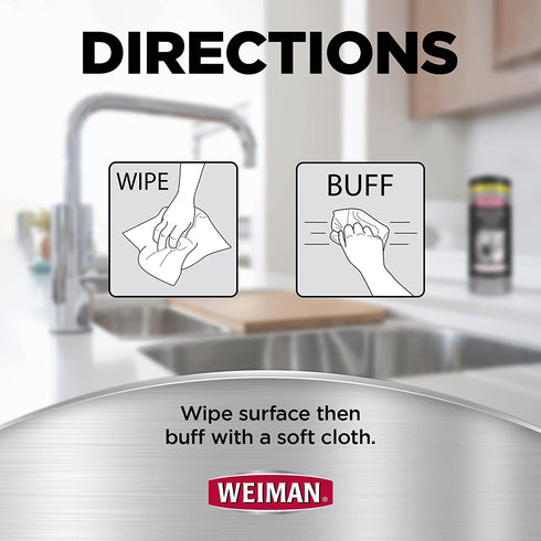 Weiman Stainless Steel Cleaner Wipes (3 Pack) Removes Fingerprints, Residue, Water Marks and Grease from Appliances - Works Great on Refrigerators, Dishwashers, Ovens, and Grills - Packaging May Vary