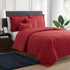 Clara Clark Quilts, All Season Bedspread Coverlet Quilt Set - Pinsonic Weave Lightweight Quilted Comforter Bedding Set, Quilts Twin Size, Grid - Burgundy