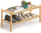 BAMFOX 2-Tier Shoe Rack,Bamboo Stackable Shoe Storage Organizer Unit Entryway Shelf,27.2"x11"x13.2" in Natural Color