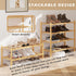 BAMFOX 2-Tier Shoe Rack,Bamboo Stackable Shoe Storage Organizer Unit Entryway Shelf,27.2"x11"x13.2" in Natural Color