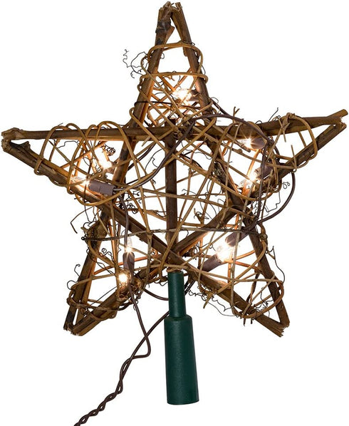 Kurt Adler 10 Light Indoor Rattan Natural Star Treetop