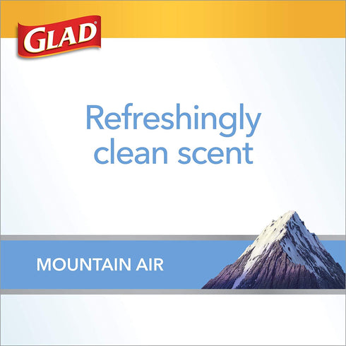 Glad Large Drawstring Trash Bags ForceFlex with Clorox, 30 Gallon Black Trash Bags, Mountain Air 50 Count (Package May Vary)