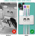 WREWING Toothbrush Holder Multi-Function Wall-Mounted Automatic Toothpaste Dispenser and Dust-Proof Toothbrush Holder with 5 Brush Slots 4 Cups 2 Automatic Toothpaste Dispensers 1 Storage Slot For Bat