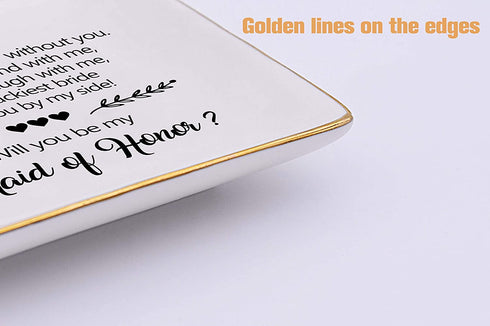 I Could Never Say I Do Without You,Will You Be My Maid of Honor,Bridesmaid Gift,Bridal Shower Gift,Bachelorette Party,Gift for Sister Friends Women,Ceramic Jewelry Holder Ring Dish Trinket Box Tray