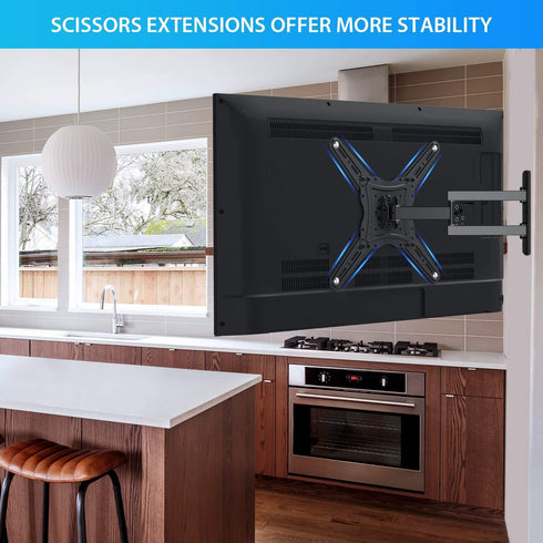 Full Motion TV Wall Mount Bracket, Articulating Arms Swivel Tilt Extension Rotation, Fits Most 26-55 Inch Flat Curved LED LCD OLED TVs, Max VESA 400x400mm Holds up to 88lbs by Pipishell
