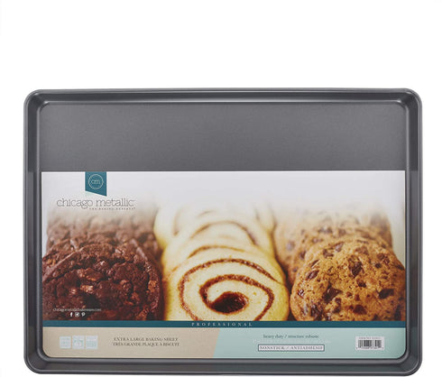 Chicago Metallic Non-Stick Extra Large Cookie Baking Sheet, 15"-by-21, Metallic Gray