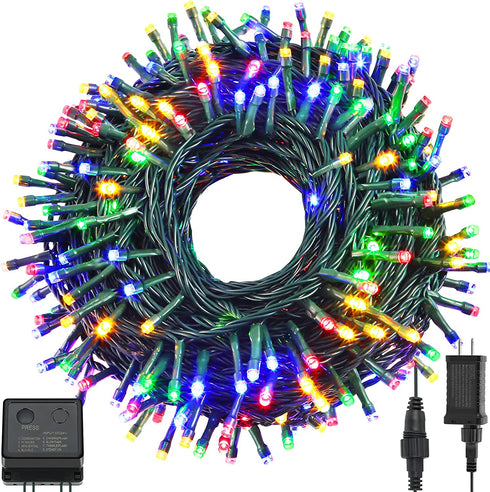 QUWIN Waterproof LED Outdoor Christmas String Lights, LED UL Certified 8 Modes with End-to-End Plug, Indoor & Outside Fairy Light for Christmas Tree, Patio, Wedding, Party (115Ft Multi-Color)