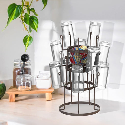 Coffee Mug Holder, Auledio 3 Tier Mug Tree Stand for Counter, Metal Tea Cup Rack Holder Tabletop Mug display Rack, Holds 15 Mugs, Bronze