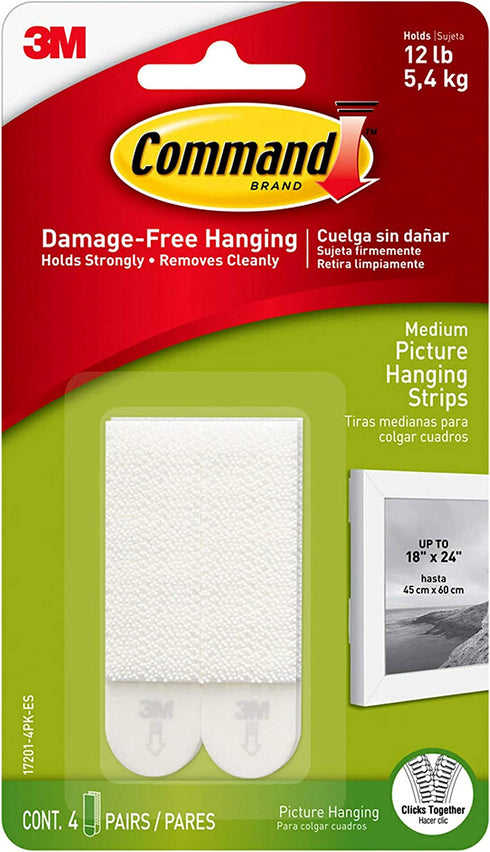 Command 12 lb Picture Hanging Strips, Medium, 6-packages (24 pairs total) (17201-4PK-ES)