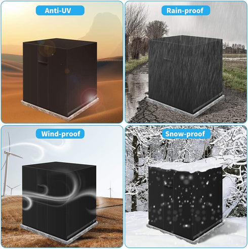 IPHUNGO Square Central Air Conditioner Cover, Durable Waterproof Breathable TPU Coating, Central AC Unit Covers for Outdoor Protection (24''x 24'' x 30'', Black)