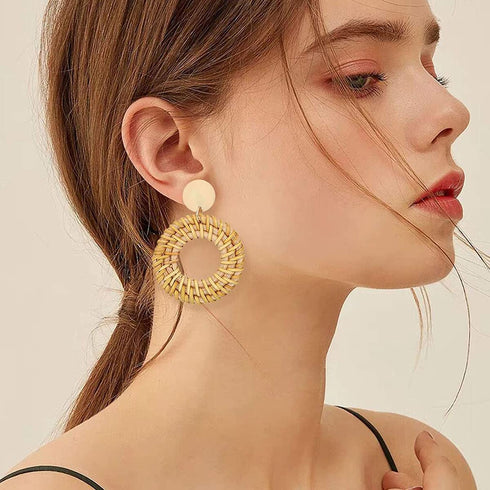 LANTAI 16 Pairs Behemian Acrylic Earrings Rattan Earrings Resin Earrings for Women Girls Leaf Dangle Earrings Mottled Hoop Earrings Gifts Jewelry