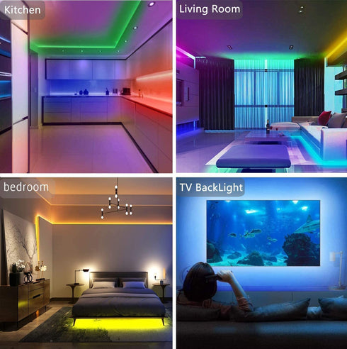 LED Strip Lights,32.8ft RGB 300LEDs Waterproof Light Strip Kits with infrared 44 Key, Suitable for Room,TV, Ceiling, Cupboard Bar Home Decoration