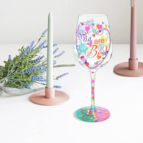 NymphFable Hand Painted Wine Glass You Are The Best 15oz Personalized Gift for Girl Friend Women