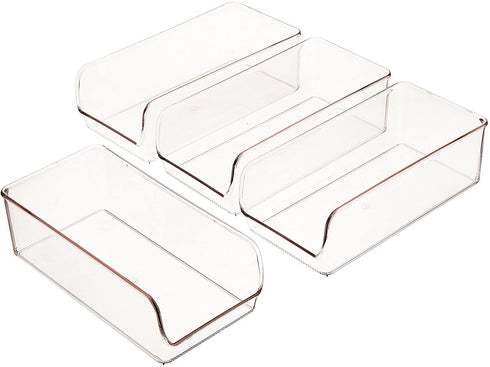 iDesign Linus Plastic Fridge and Freezer Storage Organizer Bin, Clear Container for Food, Drinks, Produce Organization, BPA-Free , 11" x 5.5" x 3.5", Set of 2, Clear